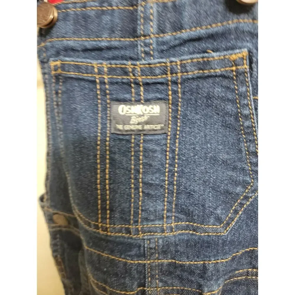 Osh Kosh B'Gosh Flannel Lined Denim Jean Overalls Kids Size 4T